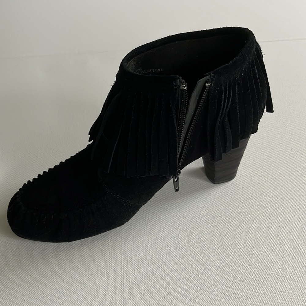 Vintage Born fringed black suede booties - Picture 4 of 12